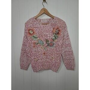 Vintage Penbrooke Lane Floral Sweater Womens Size Large Boho Cottagecore Knit